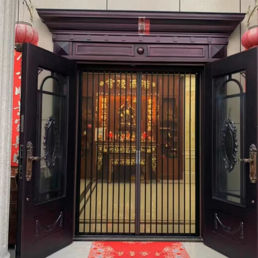 1048极窄平网金刚网折叠纱门防盗防蚊防鼠纱门铝合金隐形纱窗入户门帘 平网纱门小样品 单开1.7平起算