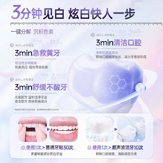 韩方五谷炫白牙齿亮白牙贴去黄洁白美牙一次性贴片温和不酸急救大白牙洁牙