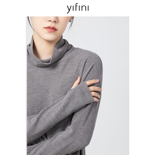Yifei (yifini) collier de pile à col roulé lâche pull pull chaud pour les femmes en automne et hiver nouveau chemise de base à la mode B10Z3937 Turf vert m