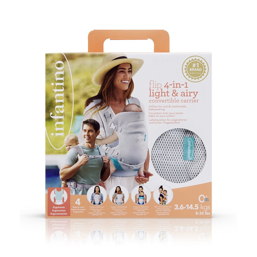 INFANTINO American baby strap breathable and lightweight baby out and carry baby artifact newborn gift 0 month BabyCarrier breathable four-in-one multifunctional strap - Pearl Gray