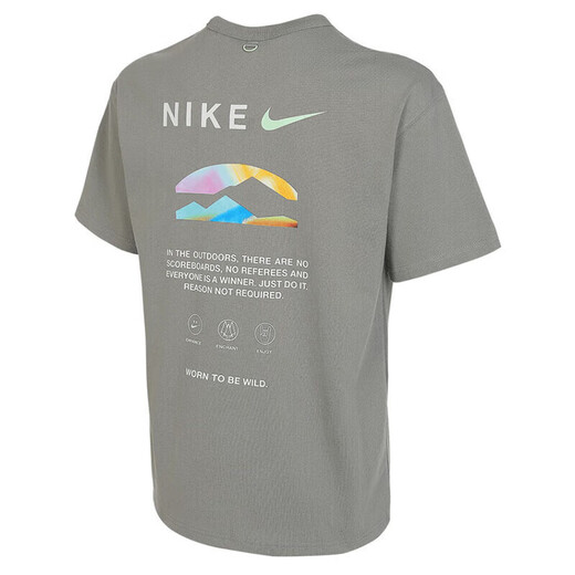 耐克（NIKE）短袖男装2025夏季新款运动服潮流印花圆领舒适半袖衫休闲T恤上衣 HF6172-053灰色 M