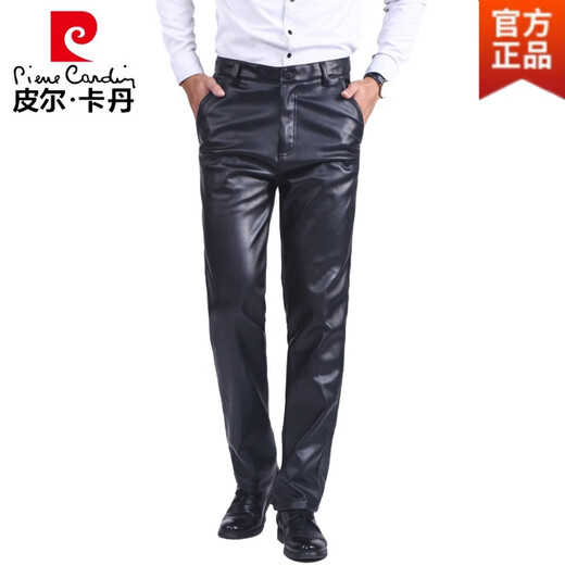 Pierre cardin leather pants men's thin waterproof and windproof leather pants spring and autumn style slim takeaway riding men's leather pants men's plus velvet thickened black leather pants thin velvet 32 ​​2 feet 5 120-130 (light business) Jin[Jin equals 0.5 kg]