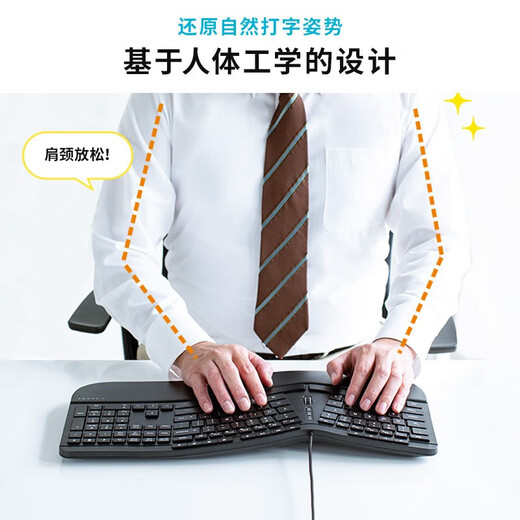 Shanye ergonomic wired keyboard with integrated wrist rest, four-way scroll wheel and tripod GSKBERG3 black wired