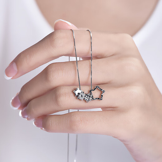 Pt.Charm new platinum necklace female meteor shower PT950 platinum necklace new year birthday gift for girlfriend and wife ready stock national inspection certificate 2.1-2.2g