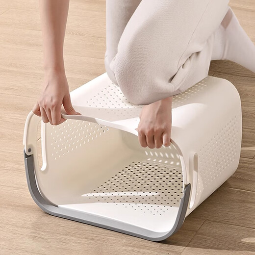 Mud quality dirty clothes basket dirty clothes storage basket household dirty clothes basket laundry basket bathroom bathroom clothes putting artifact laundry basket large size - cream white