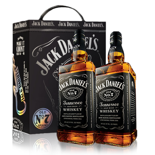 杰克丹尼（Jack Daniels）进口美国洋酒 田纳西州调和型 威士忌 黑标500ml双支礼盒