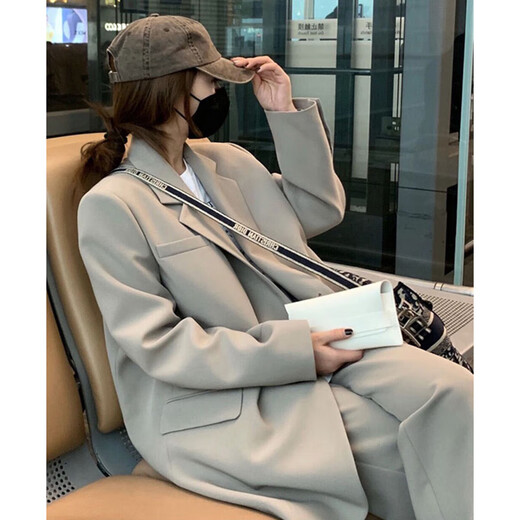 GARNUO black small suit jacket women's two-piece suit 2025 spring and autumn new high-end small loose casual suit black suit S 101-110Jin Jin equals 0.5 kg