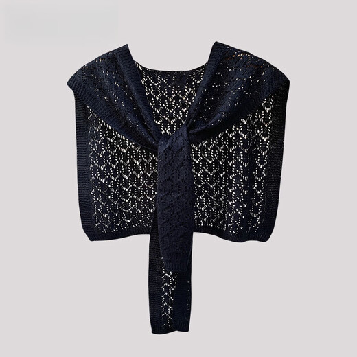 
Yu Zhaolin Internet celebrity shawl summer women's outer wear air-conditioned room shoulder-mounted shoulder-pad vest versatile knitted hollow scarf fashionable and versatile apricot color