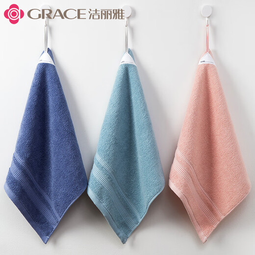 Grace (grace) square towel pure cotton face wash household small towel hand towel hanging type men and women cotton skin-friendly square square 3 lanyards (satin square towel)