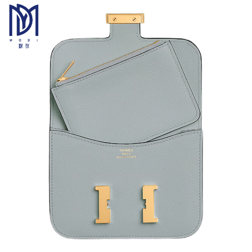 Hermes (HERMES) women's new Kangkang H buckle waist bag coin purse wallet calfskin clutch classic style 10