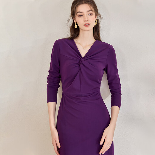 ROEYSHOUSE roe chic knitted slim dress for women's spring new fashion purple knitted midi skirt 11162 purple S