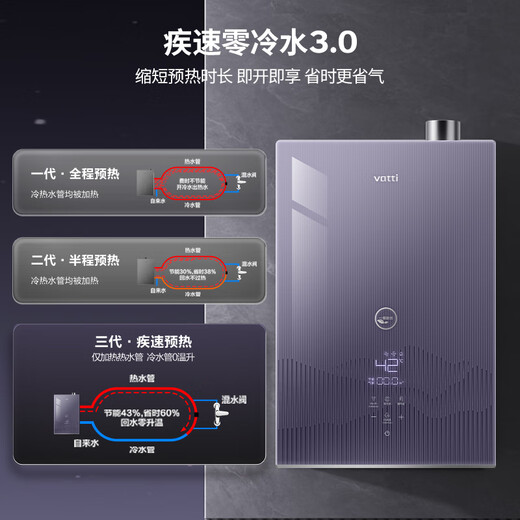 VATTI super energy-saving 16-liter gas water heater natural gas first-class energy efficiency 20% national subsidy Xiaofeiyi zero cold water water servo booster i12253S-16 trade-in