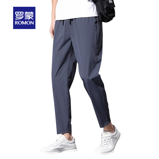 罗蒙休闲秋九分男装夏季薄款直筒2025新款速干男士运动冰丝男装 FY719深灰 XL