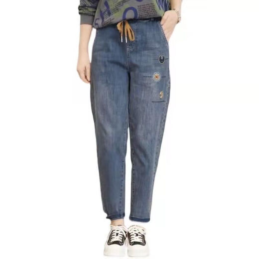 Zhidoudou Plus Velvet High Taist Broidered Women's Pantals Spring and Summer 2025 Nouveau pantalon élastique et doux Slinom Slinom HARUN 9905 Broidered Small Flowers plus Velvet S Recommandé 85-100jin [Jin est égal à 0,5 kg]