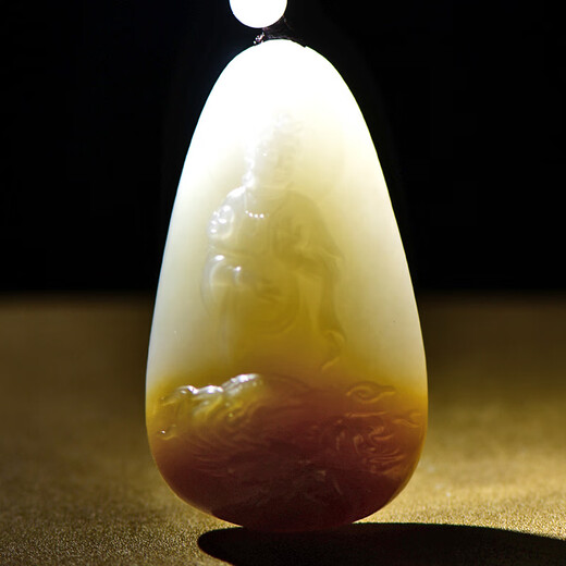 One Jade for Thousand Years [One Product] Hetian Jade Guanyin Pendant Men's Sugar and Lamb Fat White Jade Guanyin Jade Brand Style QZM6173i