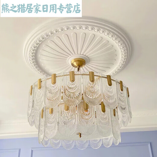 XMSJ法式pu灯盘石膏底座圆形欧式吊顶天花板装饰线雕花组合拼花灯座 灯盘7029-60cm