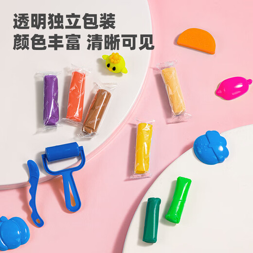得力（deli） 儿童橡皮泥24色像皮泥彩泥手工泥小学生手工制作橡皮泥套装带模具幼儿园宝宝玩 7022   12色红色桶装