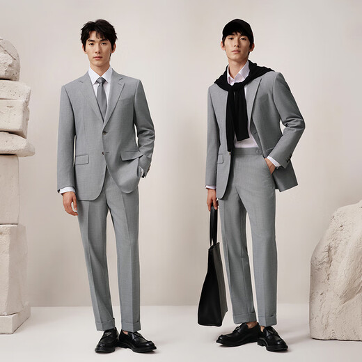 Guillaume wool suit men's suit wedding groom gray simple high-end dress business formal anti-wrinkle suit suit alchemical gray top + pants 48