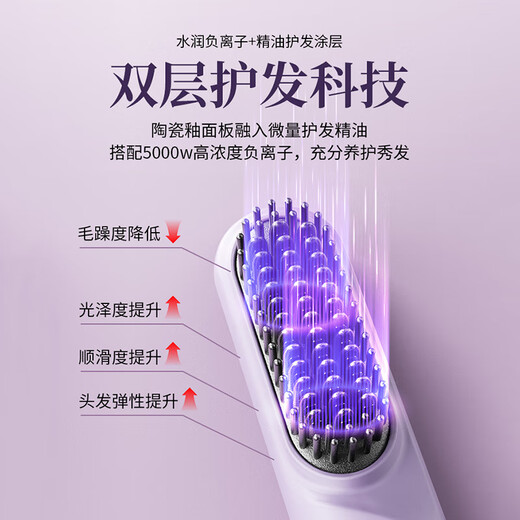 Keqi Cordless Hair Straightening Comb Negative Ion Hair Straightener protects your hair without damaging your hair. Curling wand is fluffy and straightening with an inner buckle. Lazy hairdressing artifact. Constant temperature and long-lasting styling. Curling and straightening dual-use electric comb. Hibiscus Purple. Four-level temperature control + tens of millions of negative ions for hair care + dual-purpose curling and straightening.