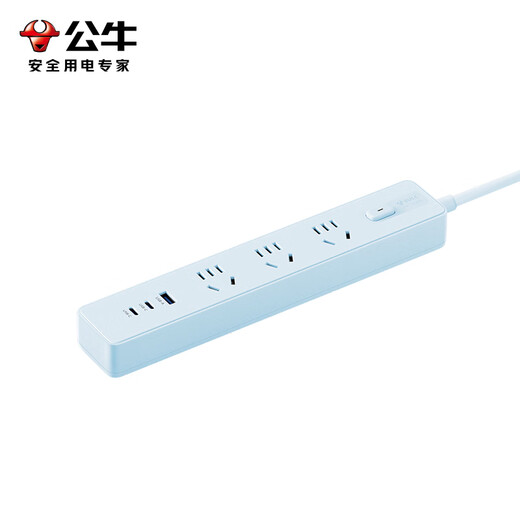 公牛（BULL）20W PD苹果快充插座/插线板/插排/接线板 Type-c+USB+3孔 Z世代 全长1.8米 GN-Z1031U20 总控开关