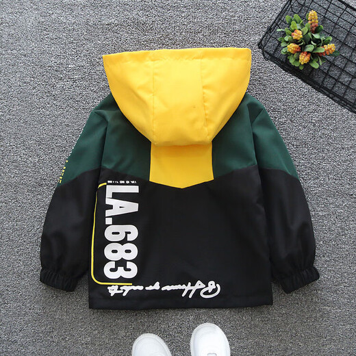 G.DuckKids Ropa para niños Jacket de niños 'Spring y otoño 2024 Jacket de niños Nuevo Chaqueta de camuflaje con capucha Top Boy 683 Negro 90 tamaños 1 ~ 2 años [80-90cm]