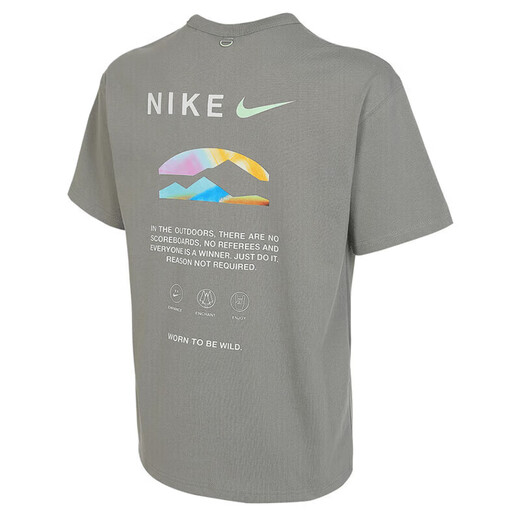 耐克（NIKE）短袖男装夏季新款背面印花透气运动潮流时尚休闲圆领t恤 HF6172-053 S
