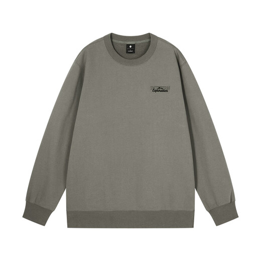 Jingjing Tokyo sweatshirt men's round neck long-sleeved T-shirt men's plus velvet heavyweight winter casual trend coat khaki green XL