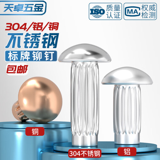 Tianzhuo Hardware GB827 stainless steel 304 sign rivets aluminum knurled nameplate copper trademark solid rivets M2M2.5M3M4M5mm M2*6 300 pieces copper