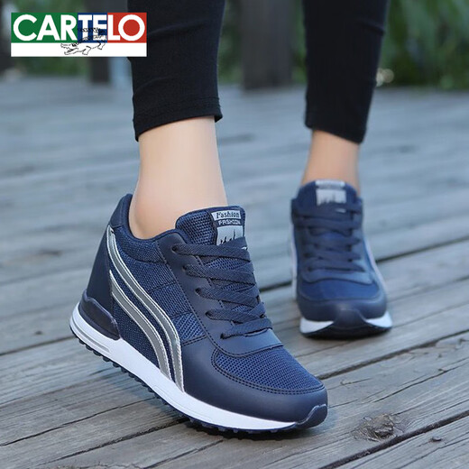 Cartelo Crocodile (Cartelo) Frühling und Herbst Unsichtbare innere Höhe 8 cm Sportschuhe Frauenschuhe, die dicke Sohle -Board -Schuhe erhöhen, kleine Freizeitstuhlschuhe 1289 Black 38