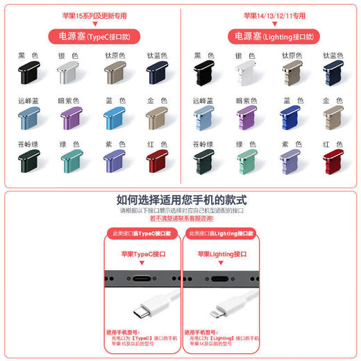 Aoyan Laishini Apple mobile phone tail plug protector 15ProMax dustproof plug iPhone14 charging port power plug 13 numbers black with storage accessories Apple 14/13/12 series-1 set