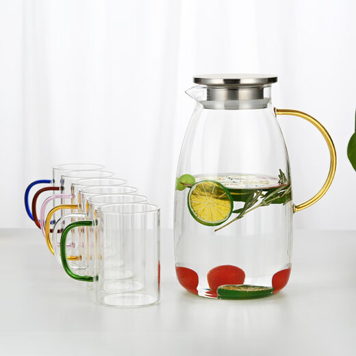 Penguin cold kettle, high-temperature resistant glass, large-capacity teapot, steel lid, cold kettle, heat-resistant, anti-fall household, flat-light Penguin cold kettle 2000ML