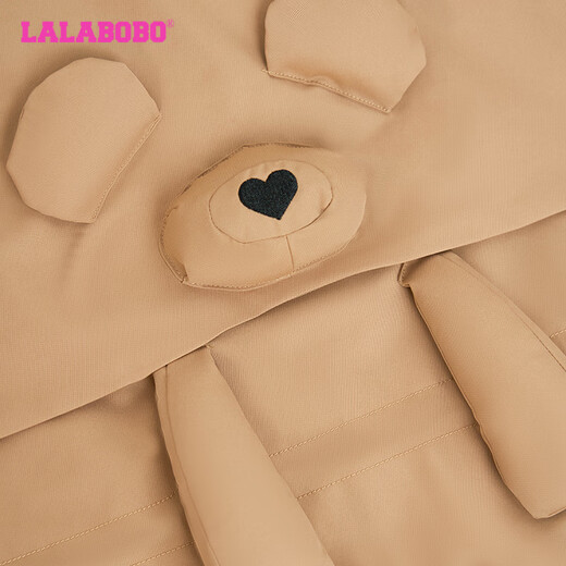 LALABOBO立体小熊中长连帽风衣女美拉德秋季新款宽松外套LBDC-WSDW12 咖色 常规 S