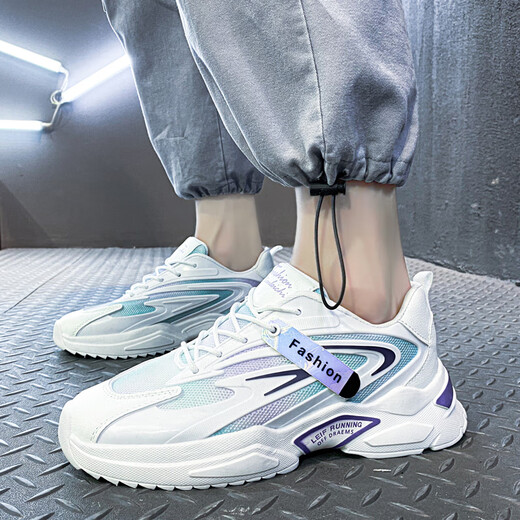
MVPBOY autumn and summer teenagers sports shoes for men breathable students running shoes versatile dad shoes for men trendy cool casual shoes for men Speed step X9920 white purple 42 (260mm)