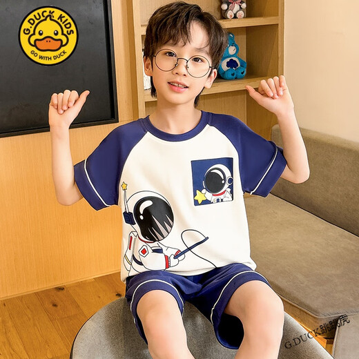 G.DUCKKIDS小黄鸭儿童睡衣男童夏季短袖纯棉薄款猫和老鼠中大童卡通男孩家居 短袖套Z6628#奥特曼 170 14码【建议身高125-135cm】