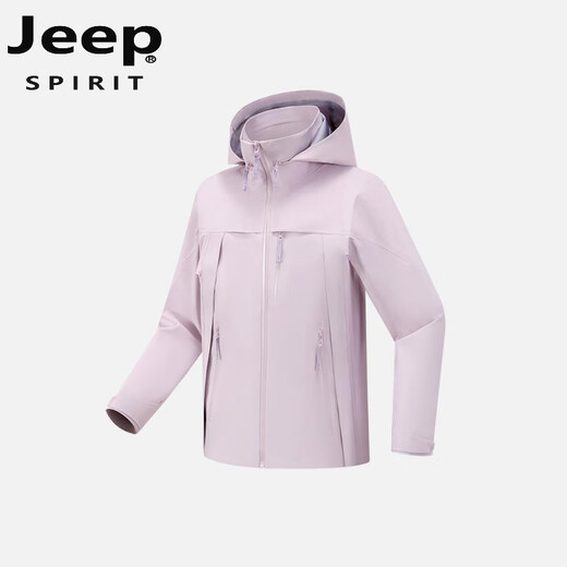 JEEP SPIRIT Jeep hard shell jacket with velvet thickened feel better outdoor travel mountaineering jacket Rouge Snow Purple L [Suggested 115-130Jin [Jin equals 0.5 kg]]