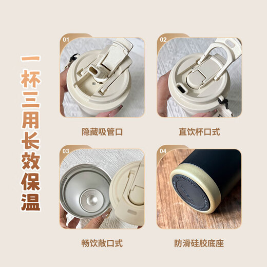 创京懿选哪吒魔童归来手提咖啡杯保温杯子便携食品不锈钢吸管水杯办公室 A756哪吒古董白咖啡杯A款（ 530ml