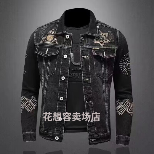 Pinyou Marvel Venom Men's New Denim Jacket Casual Retro Large Size Stand Collar Zipper Jacket Cycling Motorcycle Clothes Trendy Dkj9216 Blue xs Collection Gift