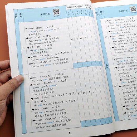 654 Casos de memorización de palabras en inglés para estudiantes de primaria + memoria verbal multidimensional, memorización, plan de revisión para los grados 1-6, memoria de Ebinhaus, 2 libros, palabras de inglés (plan de registro, escuela primaria general
