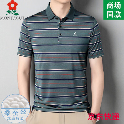 Mengtejiao Herren Mulberry Silk Cool kurzärmelige T-Shirt im Sommer im Sommer mittleren Alters Casual Revers Polo-Hemd SJ1503-Camel 4xl 190 Geeignet für 185-210jin [Jin ist 0,5 kg]