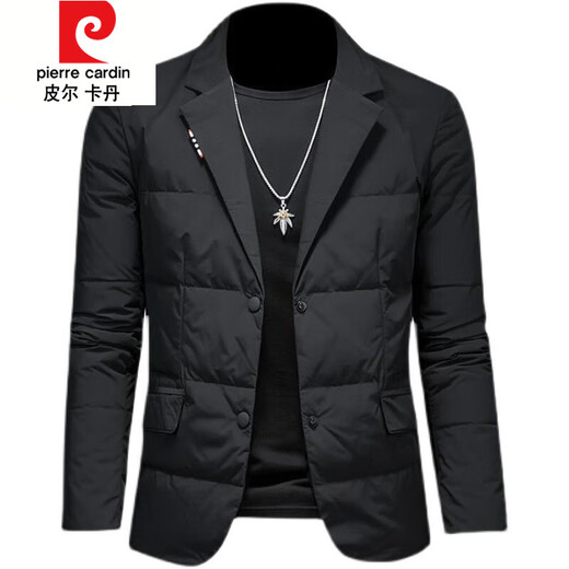 Pierre Cardin autumn and winter new suit collar cotton jacket men's trendy slim youth suit casual warm cotton jacket black M recommended 80-110Jin Jin equals 0.5 kg