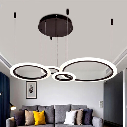 Leshi (NVC) 2025 Neue Sternring Kronleuchter Wohnzimmer Jingxiao Star Diamond Moderne einfache Esszimmerlampe Runde neue LED Hanging Lampe Stern Ring MZD1585+Vier Ringe+dreifarbige Lichtwechsel+intelligent