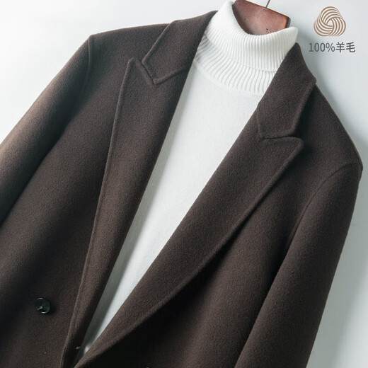 DK High-End-Männer 100% Wollmantel Herren mitten in Winter Trend vielseitiger doppelseitiger Wollschatzmantel Herren braun m