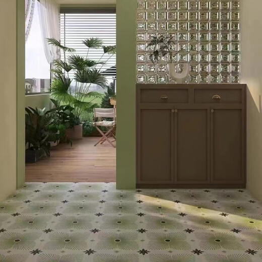 XMSJ Custom Nanyang Retro 300x300 Blumenfliesen Internet Promi Anti-Rutsch Matt Badezimmer Küche Französische grüne Bodenfliesen 3291