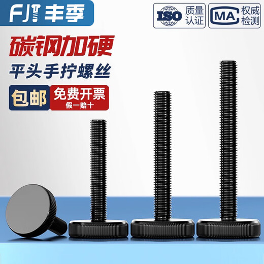 Fengshen GB835 Tête plate noire Vis à main folle zinc zinc grande tête vis à main m3M4M5M6M8M10mm M6 * 30 [10 pièces] Fer Noir zinc