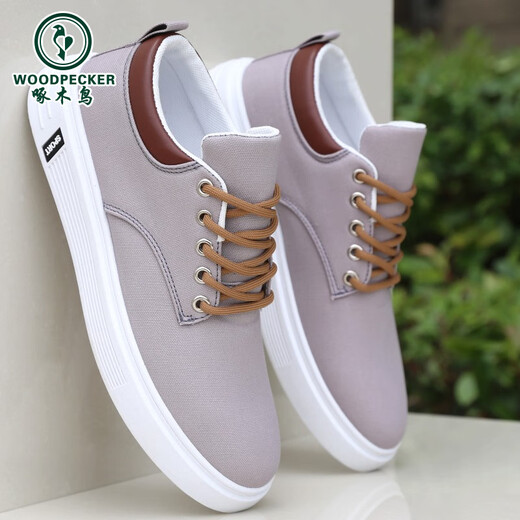 
Woodpecker Old Beijing cloth shoes men's shoes summer versatile board shoes men's sports casual shoes soft sole breathable canvas shoes men's single shoes Z-898 khaki (flat sole) 41