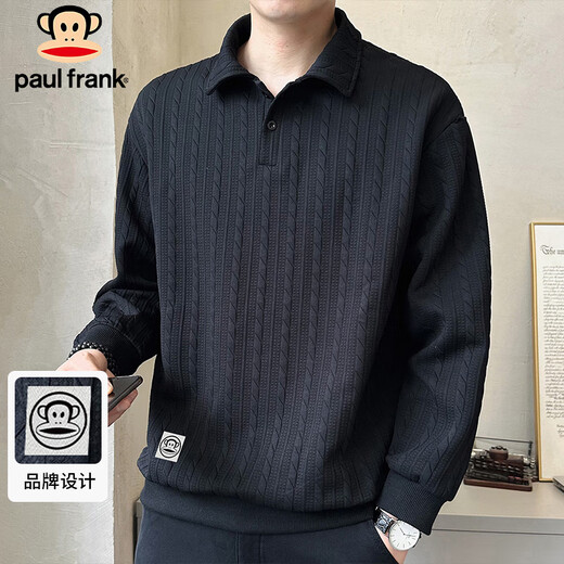 Толстовка Paul Frank, мужская тяжелая весенне-осенняя повседневная рубашка-поло, верхняя куртка, мужская черная 2XL
