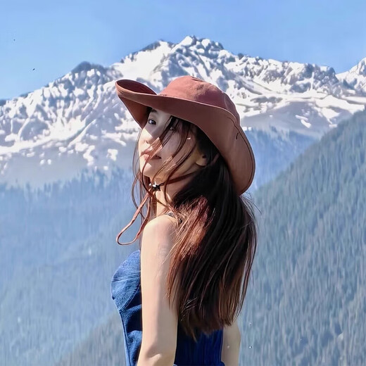 Lugeli Cowboy Hat American Retro Western Sun Protection Hat Women's Hiking Outdoor Hiking Fisherman's Hat Men's and Women's Hiking Hat Coffee Color