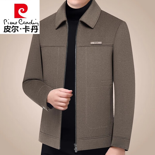 Pierre cardin autumn and winter new men's clothing removable inner liner middle-aged men's jacket double-sided wool wool jacket knitted brown XL 180 (135-150Jin [Jin equals 0.5 kg])