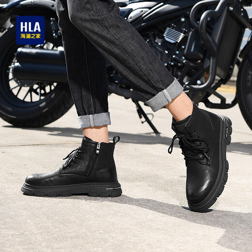 HaiLan Home HLA Martin Boots Men's British Style Retro Outdoor Workwear Men's Shoes HAAGZM3DBB160 Black 42