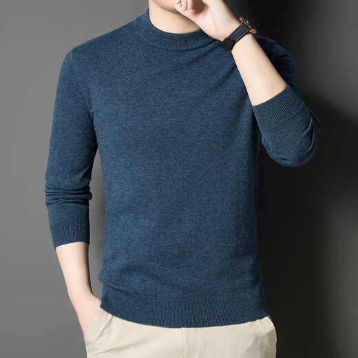 Deer King Optim 100 Pure Cashmere Sweater Men's Winter New Knitted Bottoming Sweater Middle-aged Dad Thickened Half-Turtleneck Sweater Black M 165 Recommended Weight 100-120Jin Jin is equal to 0.5 kg